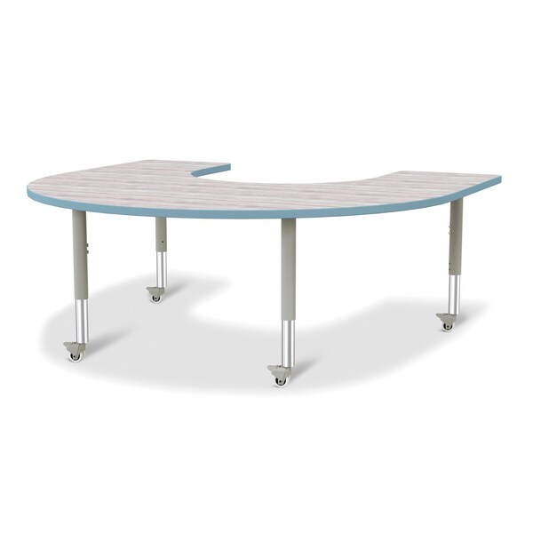 Jonti-Craft Berries Horseshoe Activity Table, 60 in. x 66 in., Mobile, Driftwood Gray/Coastal Blue/Gray 6445JCM452 - main